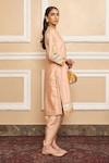 Shop_Sheetal Batra_Pink Kurta Silk Chanderi Embroidery Myreen Gota Work Short And Dhoti Pant Set_at_Aza_Fashions