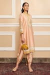 Buy_Sheetal Batra_Pink Kurta Silk Chanderi Embroidery Myreen Gota Work Short And Dhoti Pant Set_Online_at_Aza_Fashions