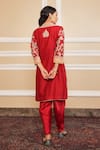 Shop_Sheetal Batra_Red Kurta Silk Chanderi Embroidery Mehnoor Applique Work And Dhoti Pant Set _at_Aza_Fashions