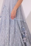 Buy_Sidhaarth & Disha_Blue Net Hand Embroidery Crystals Flower Sequin Lehenga Peplum Blouse Set_Online_at_Aza_Fashions