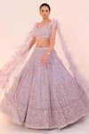 Buy_Sidhaarth & Disha_Purple Organza Hand Embroidery Crystals Sequin Lehenga With Cape Blouse _at_Aza_Fashions