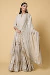Buy_Nakul Sen_Grey 100% Silk Chiffon Embroidered Sequins Round Kurta Gharara Set_Online_at_Aza_Fashions