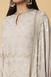 Shop_Nakul Sen_Grey 100% Silk Chiffon Embroidered Sequins Round Kurta Gharara Set_Online_at_Aza_Fashions