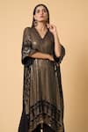 Nakul Sen_Black 100% Silk Chiffon Embroidered Sequins Diamond Pattern Palazzo Set _at_Aza_Fashions