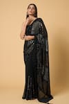 Nakul Sen_Black 100% Silk Chiffon Embroidered Sequins Saree With Unstitched Bouse Piece_Online_at_Aza_Fashions