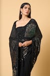 Shop_Nakul Sen_Black 100% Silk Chiffon Embroidered Sequins Saree With Unstitched Bouse Piece_Online_at_Aza_Fashions