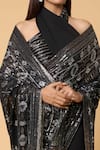 Nakul Sen_Black 100% Silk Chiffon Embroidered Saree With Sequin Unstitched Blouse Piece_at_Aza_Fashions