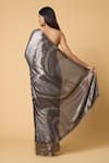 Shop_Nakul Sen_Grey 100% Silk Chiffon Embroidered Wave Saree With Unstitched Blouse Piece _at_Aza_Fashions