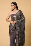 Buy_Nakul Sen_Grey 100% Silk Chiffon Embroidered Wave Saree With Unstitched Blouse Piece _Online_at_Aza_Fashions