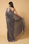 Shop_Nakul Sen_Grey 100% Silk Chiffon Embroidered Sequined Saree With Unstitched Blouse Piece_at_Aza_Fashions