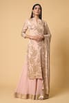 Buy_Nakul Sen_Pink 100% Silk Chiffon Embroidered Sequins Round Lotus Kurta Palazzo Set_at_Aza_Fashions