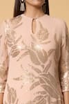 Buy_Nakul Sen_Pink 100% Silk Chiffon Embroidered Sequins Round Lotus Kurta Palazzo Set_Online_at_Aza_Fashions