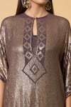 Nakul Sen_Grey 100% Silk Chiffon Embroidered Sequin Kaftan Geometric And Palazzo Set _at_Aza_Fashions