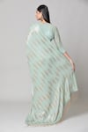 Shop_Nakul Sen_Blue 100% Silk Chiffon Embroidered Sequins Zero Round Saree With Blouse_at_Aza_Fashions