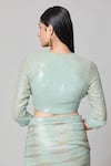 Nakul Sen_Blue 100% Silk Chiffon Embroidered Sequins Zero Round Saree With Blouse_at_Aza_Fashions