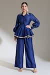 Buy_JAYANTI REDDY_Blue Solid Palazzo Pant _at_Aza_Fashions