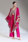 JAYANTI REDDY_Pink Embroidered Floral Vine Bird Cape _Online_at_Aza_Fashions