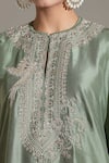 Jayanti Reddy_Green Embroidery Round Neck Bird Yoke Kaftan _at_Aza_Fashions