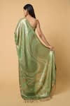 Shop_Nakul Sen_Green 100% Silk Chiffon Embroidered Wavy Saree With Unstitched Blouse Piece _at_Aza_Fashions