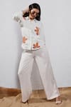 Buy_Leela By A_White Tencel Lux Applique Embroidered Jute Collar Shirt And Pant Set _at_Aza_Fashions