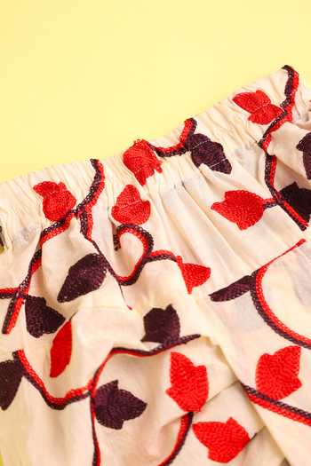 Buy_Cute Couture_Beige Cotton, Rayon Embroidery Leaf Vine Bundi Set 