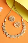 Shop_Ruby Raang_Gold Plated Pearls And Kundan Embellished Choker Set _at_Aza_Fashions