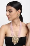 Buy_Ruby Raang_Pink Beads And Kundan Hand Embellished Long Pendant Necklace Set _at_Aza_Fashions