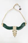 Buy_Ruby Raang_Green Beads And Kundan Hand Embellished Choker Necklace Set _Online_at_Aza_Fashions