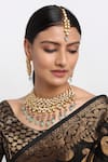 Buy_Ruby Raang_Gold Plated Beads And Kundan Embellished Choker Necklace Set _at_Aza_Fashions