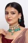 Buy_Ruby Raang_Green Kundan Stone Embellished Choker Necklace Set _at_Aza_Fashions