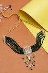 Shop_Ruby Raang_Green Kundan Stone Embellished Choker Necklace _at_Aza_Fashions