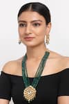 Buy_Ruby Raang_Green Kundan Stone Embellished Necklace Set _at_Aza_Fashions