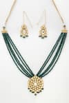 Buy_Ruby Raang_Green Kundan Stone Embellished Necklace Set _Online_at_Aza_Fashions