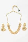 Buy_Ruby Raang_Gold Plated Kundan Stone And Pearl Embellished Necklace Set _Online_at_Aza_Fashions