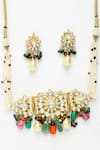 Buy_Ruby Raang_Multi Color Kundan Stone Embellished Maharani Choker Set _Online_at_Aza_Fashions