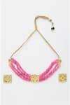 Shop_Ruby Raang_Pink Kundan Stone Embellished Choker Necklace Set _at_Aza_Fashions