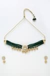 Buy_Ruby Raang_Green Kundan And Beads Embellished Necklace Set _Online_at_Aza_Fashions