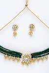 Shop_Ruby Raang_Green Kundan And Beads Embellished Necklace Set _Online_at_Aza_Fashions