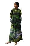 Doodlage_Green Upcycled Cotton Printed Scenic Pleated Skirt _Online_at_Aza_Fashions