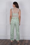 Shop_Nassh_Green Linen Printed Zig-zag Jacket Open Sheer Pant Set _at_Aza_Fashions