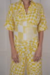 Buy_Nassh_Yellow Linen Printed Zig-zag Mandarin Collar Jumpsuit _Online_at_Aza_Fashions