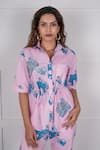 Buy_Nassh_Pink Cotton Printed Floral Stand Collar Shirt With Pant _Online_at_Aza_Fashions