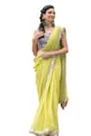 SUMMER BY PRIYANKA GUPTA_Green Saree Chiffon Embroidered Mirror Notched Gypsy With Blouse_Online_at_Aza_Fashions