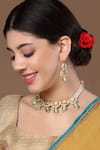 Buy_Dugran By Dugristyle_Pink Crescent Moon Cutwork Embellished Necklace _at_Aza_Fashions