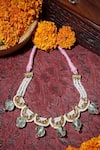 Dugran By Dugristyle_Pink Crescent Moon Cutwork Embellished Necklace _Online_at_Aza_Fashions