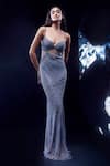 Buy_Rohit Gandhi + Rahul Khanna_Blue Tulle Embroidery Crystal Sweetheart Neck Malin Corset Gown _at_Aza_Fashions