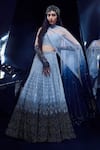 Buy_Rohit Gandhi + Rahul Khanna_Silver Tulle Embellished Cutdana Sweetheart Neck Elara Ombre Lehenga Set _at_Aza_Fashions