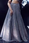 Rohit Gandhi + Rahul Khanna_Blue Tulle Embroidery Cutdana Sweetheart Neck Callista Chevron Lehenga Set _Online_at_Aza_Fashions