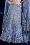 Rohit Gandhi + Rahul Khanna_Silver Tulle Embellished Rhinestone Sweetheart Neck Charon Lehenga Set _Online_at_Aza_Fashions