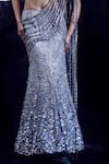 Rohit Gandhi + Rahul Khanna_Silver Tulle Embellished 3d Aquila Encrusted Pre-draped Saree With Blouse _Online_at_Aza_Fashions